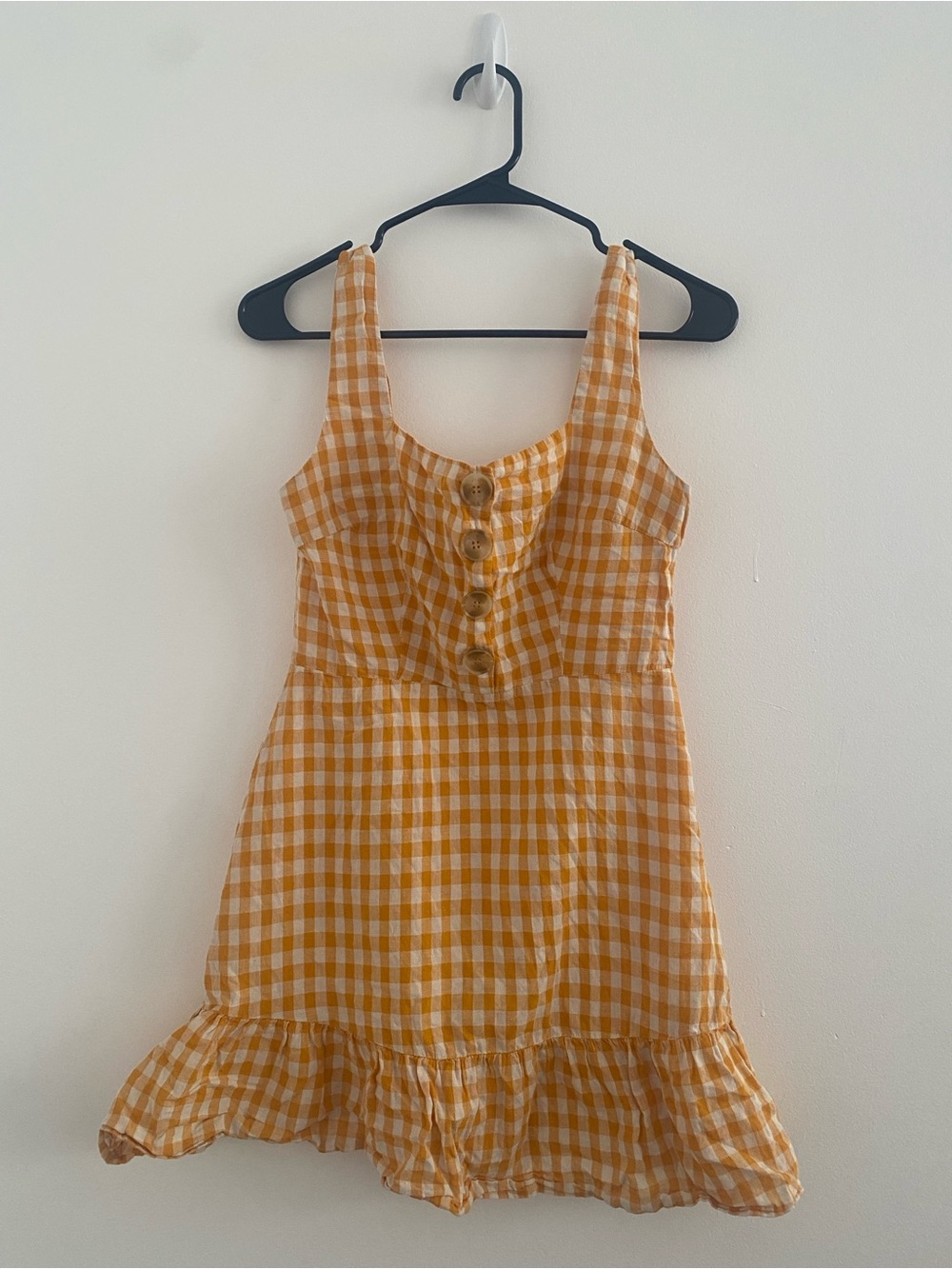 Yellow Gingham Button-Front Sundress Size S
